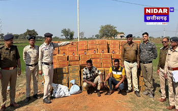 दुर्ग में खेत से बरामद हुई 361 पेटी अंग्रेजी शराब, दो आरोपी गिरफ्तार, मुख्य तस्कर फरार