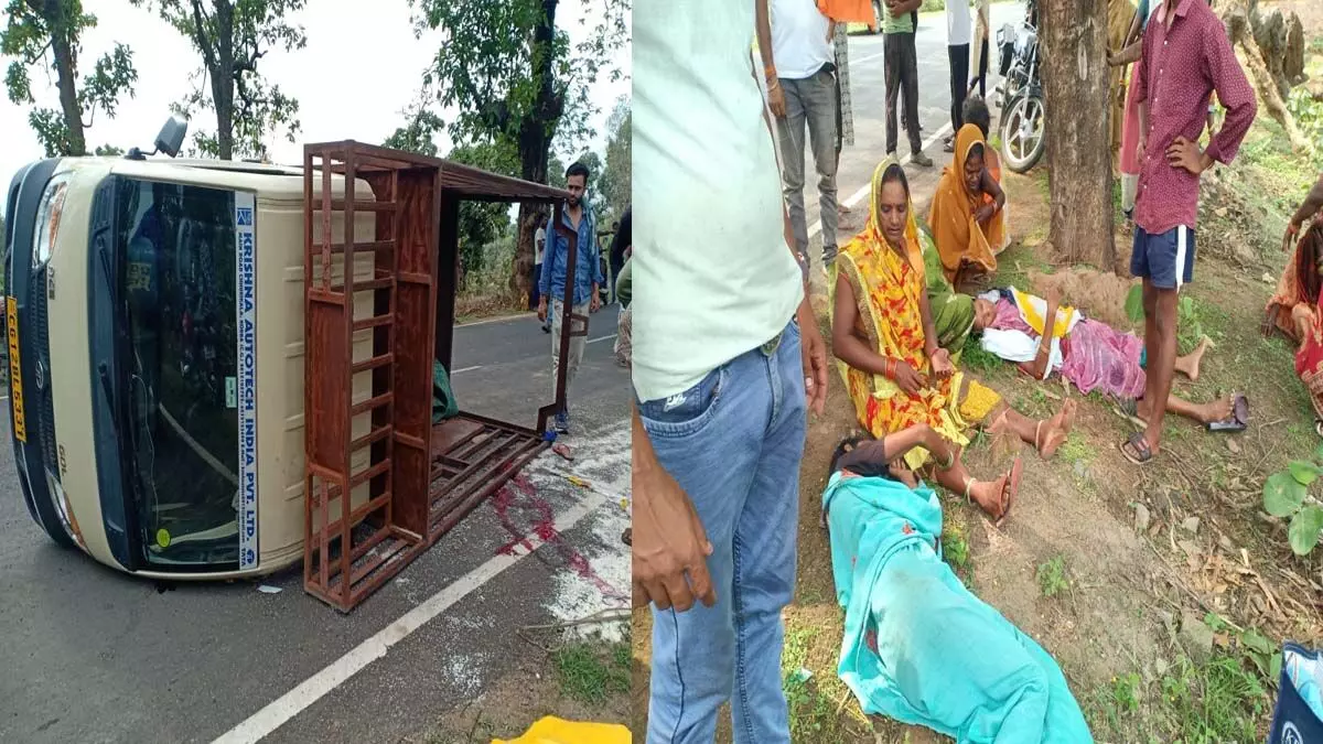 छत्तीसगढ़ में भीषण सड़क हादसा: मालवाहक मेटाडोर पलटी, 22 यात्री घायल, दो की हालत नाजुक – यातायात नियमों की घोर अनदेखी