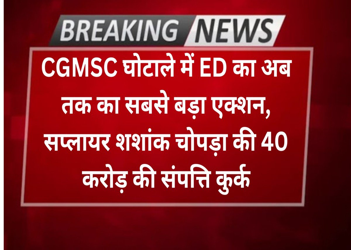 CGMSC घोटाले में ED का अब तक का सबसे बड़ा एक्शन, सप्लायर शशांक चोपड़ा की 40 करोड़ की संपत्ति कुर्क