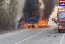 कोरबा में दर्दनाक सड़क हादसा: दो ट्रकों की भीषण भिड़ंत के बाद लगी आग, जिंदा जला एक ड्राइवर