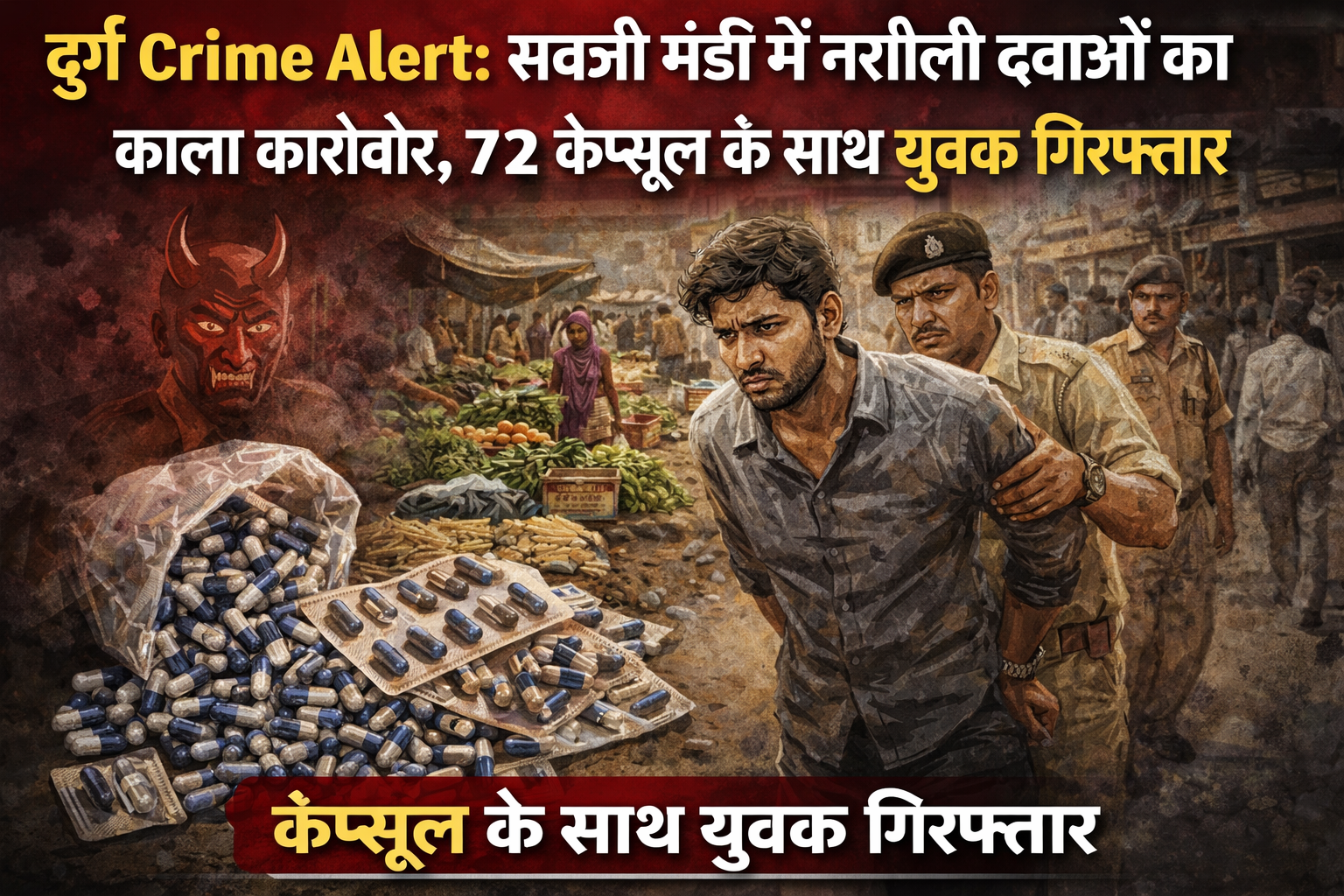 Durg Crime Alert: सब्जी मंडी में नशीली दवाओं का काला कारोबार, 72 कैप्सूल के साथ युवक गिरफ्तार