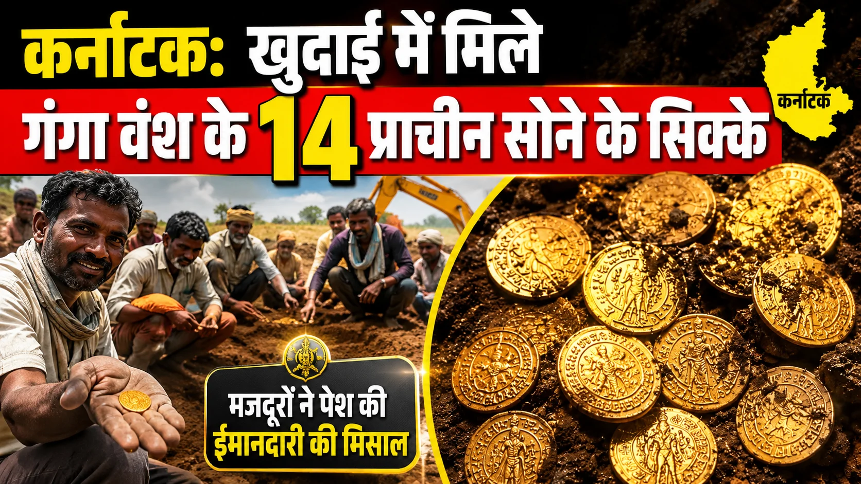 कर्नाटक: खुदाई में मिले गंगा वंश के 14 प्राचीन सोने के सिक्के, मजदूरों ने पेश की ईमानदारी की मिसाल