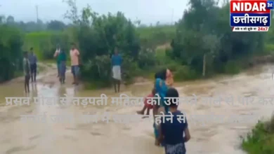 प्रसव पीड़ा से तड़पती महिला को उफनते नाले से पार कर बचाई जान, गांव में सड़क न होने से एंबुलेंस अटकी