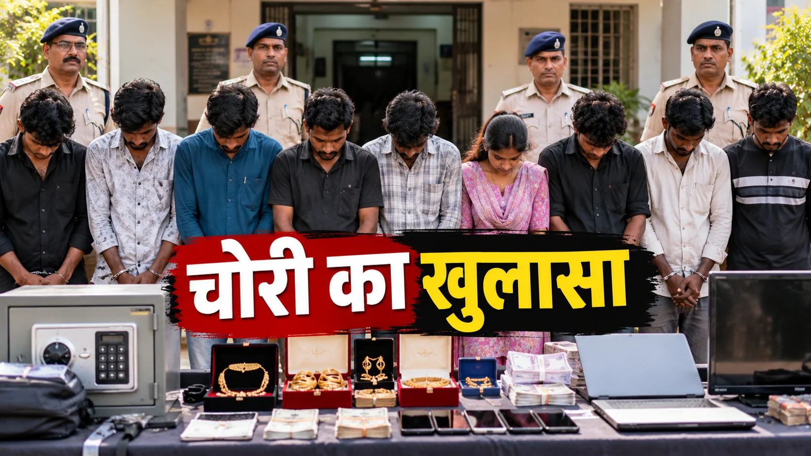 शिक्षक दंपति के घर चोरी का खुलासा, युवती समेत 9 गिरफ्तार